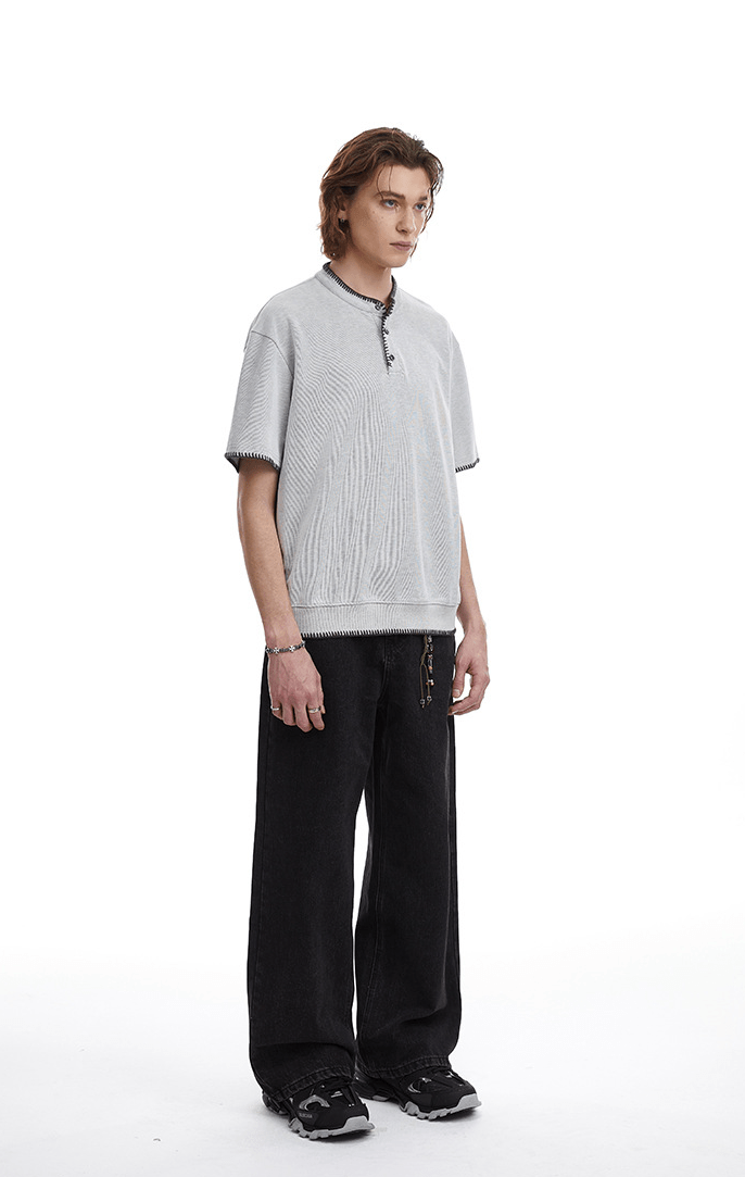 Vintage Old Money Knit Henley Shirt - COPPING THREADS - CT Select