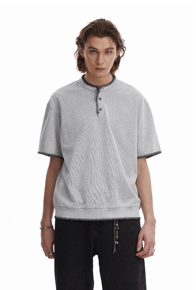 Vintage Old Money Knit Henley Shirt Main Image