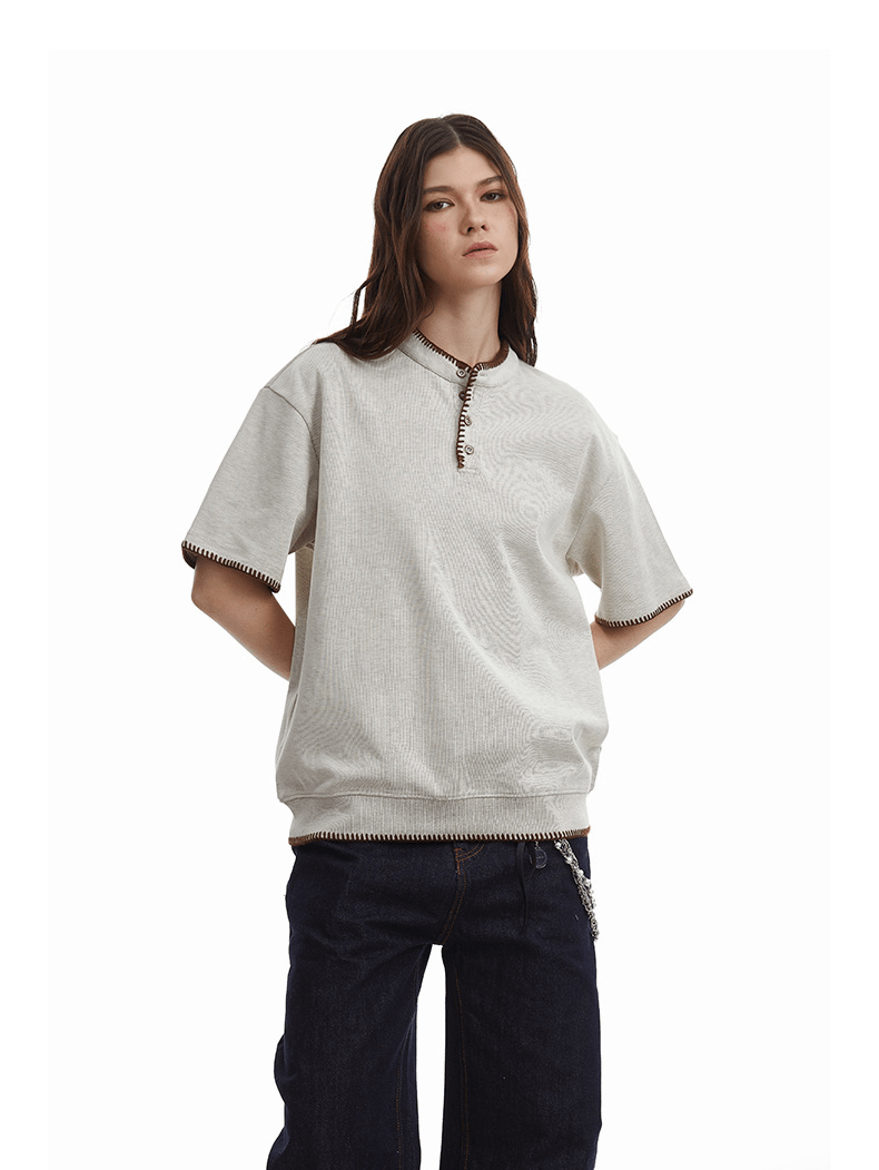 Vintage Old Money Knit Henley Shirt - COPPING THREADS - CT Select