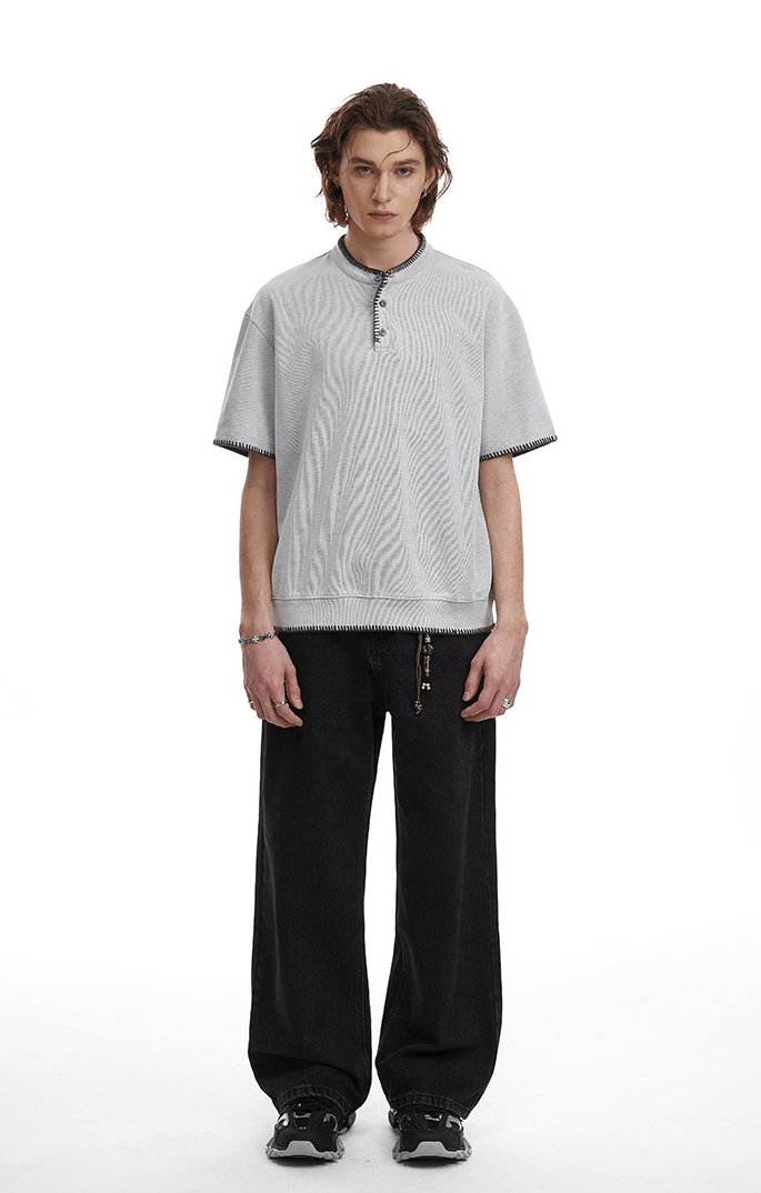 Vintage Old Money Knit Henley Shirt - COPPING THREADS - CT Select