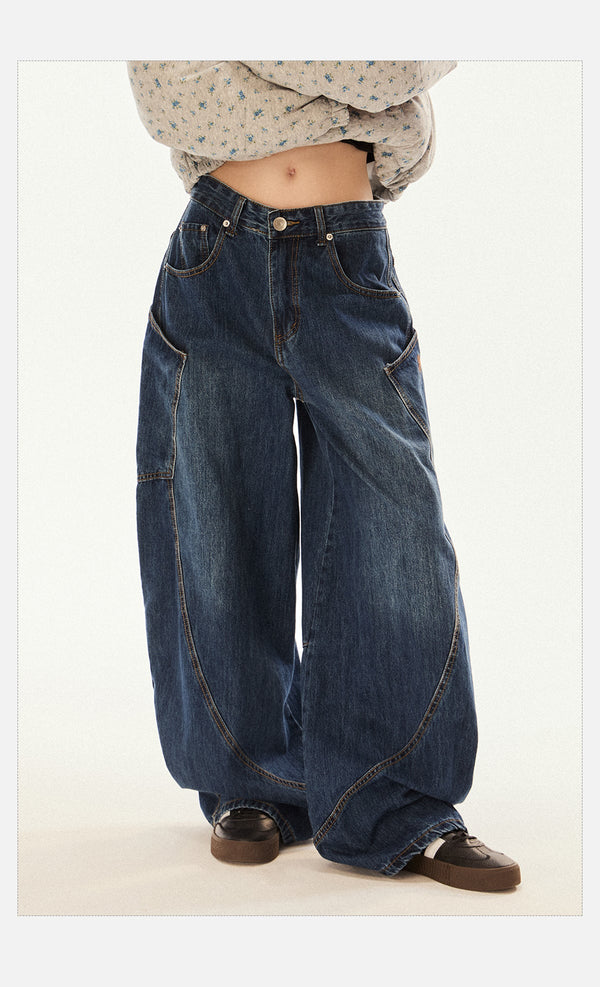 Vintage Oversized Pocket Curved Knife - Cut Denim - COPPING THREADS - CHICISLAND