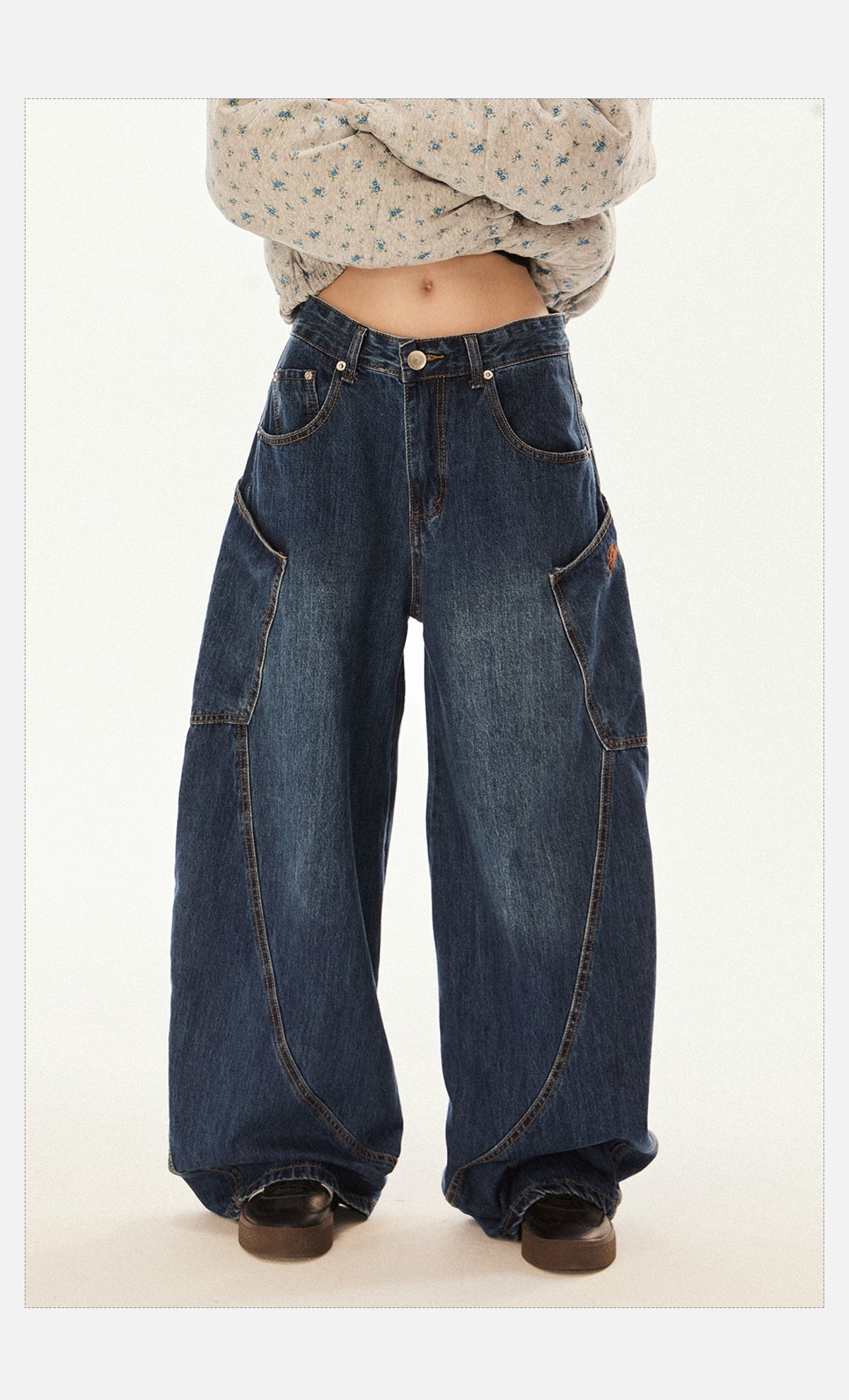 Vintage Oversized Pocket Curved Knife - Cut Denim - COPPING THREADS - CHICISLAND Hauptbild