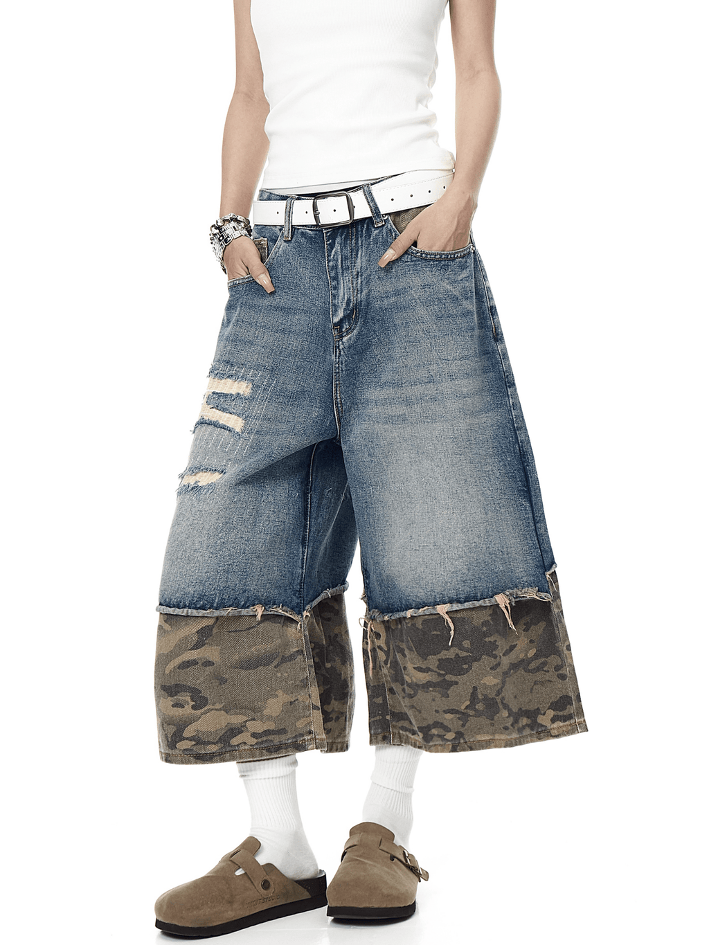 Vintage Patchwork Camo Denim Shorts - COPPING THREADS - CT Select