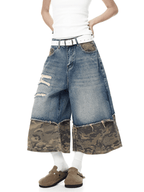 Vintage Patchwork Camo Denim Shorts - COPPING THREADS - CT Select