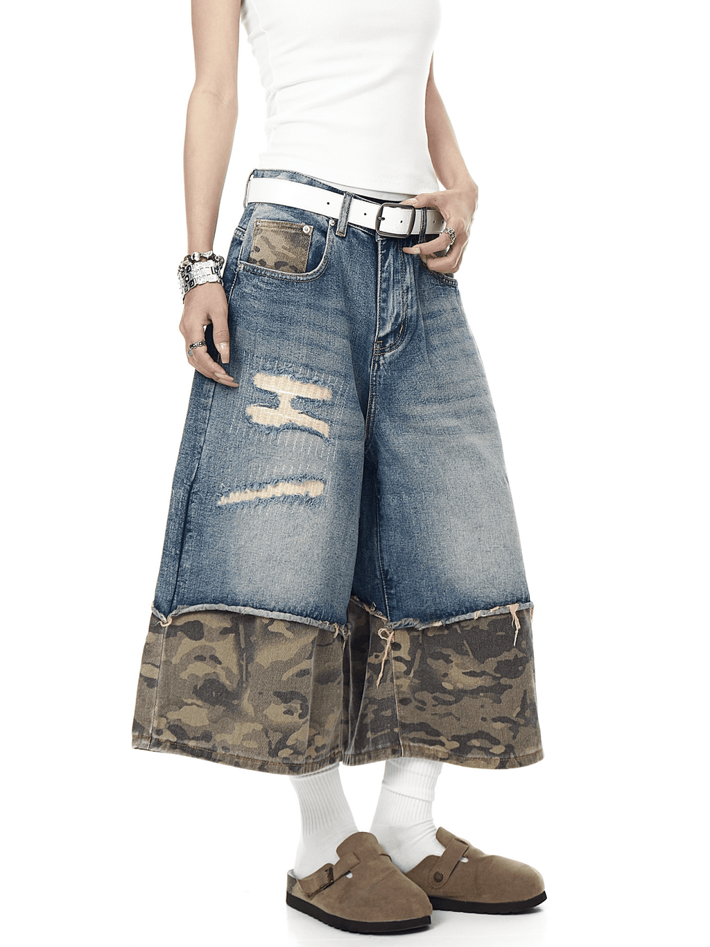 Vintage Patchwork Camo Denim Shorts - COPPING THREADS - CT Select