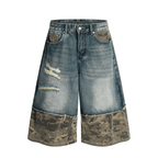Vintage Patchwork Camo Denim Shorts - COPPING THREADS - CT Select
