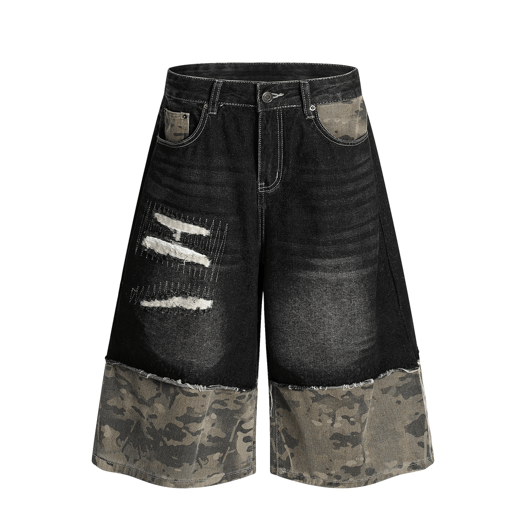 Vintage Patchwork Camo Denim Shorts - COPPING THREADS - CT Select