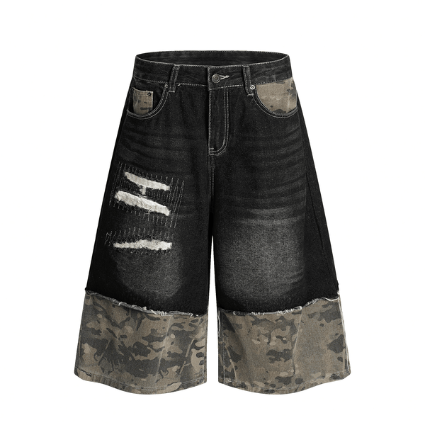 Vintage Patchwork Camo Denim Shorts - COPPING THREADS - CT Select