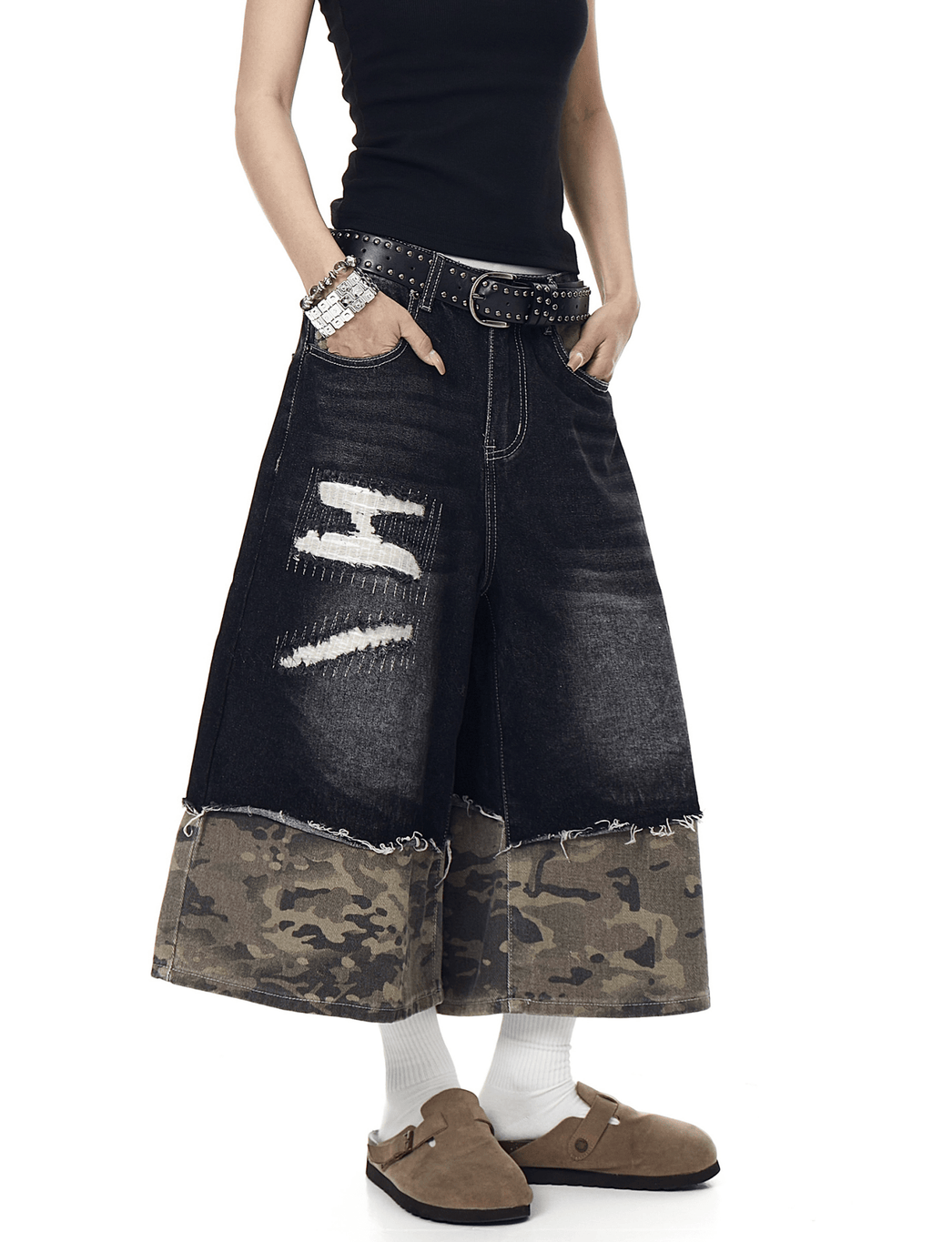 Vintage Patchwork Camo Denim Shorts - COPPING THREADS - CT Select