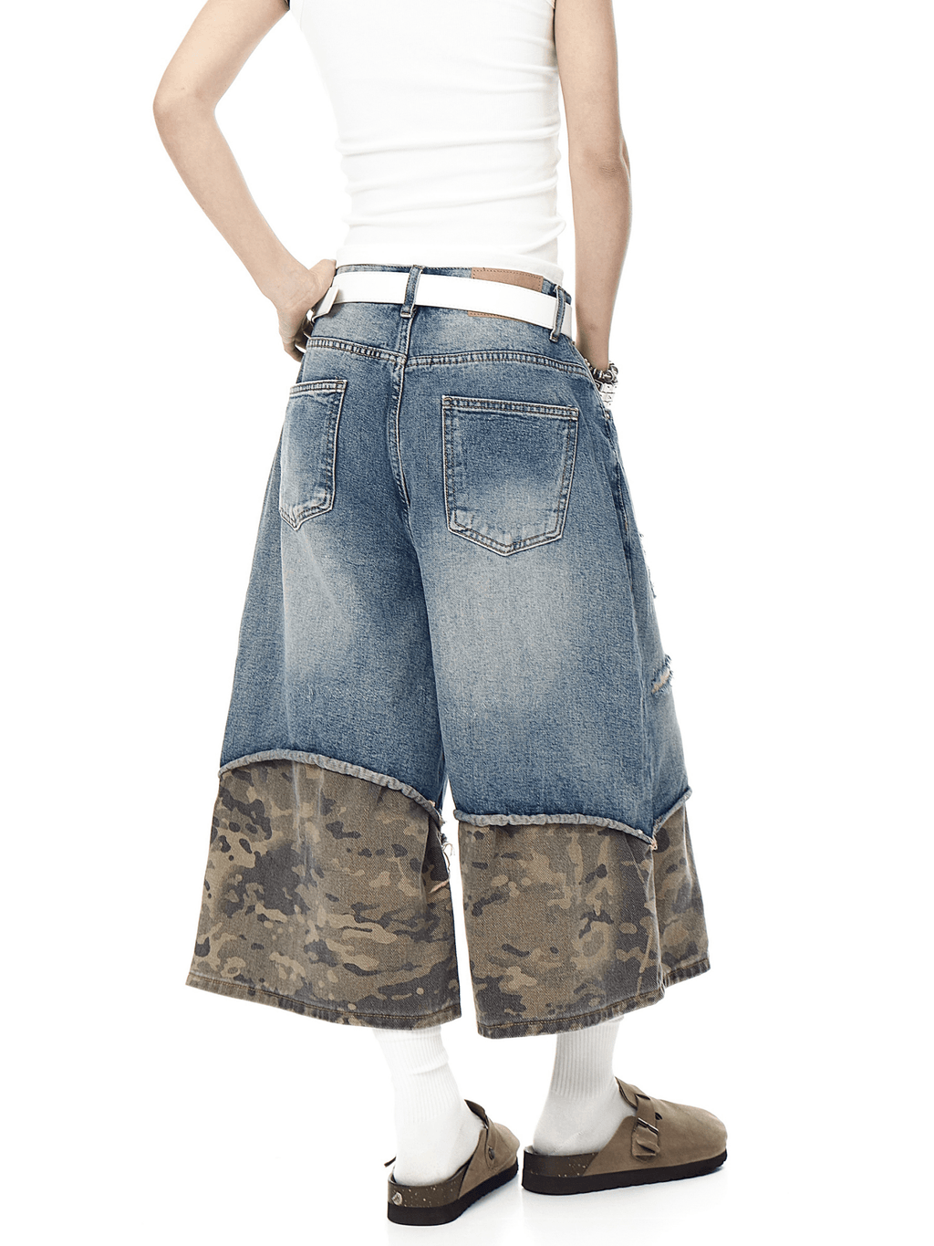 Vintage Patchwork Camo Denim Shorts - COPPING THREADS - CT Select