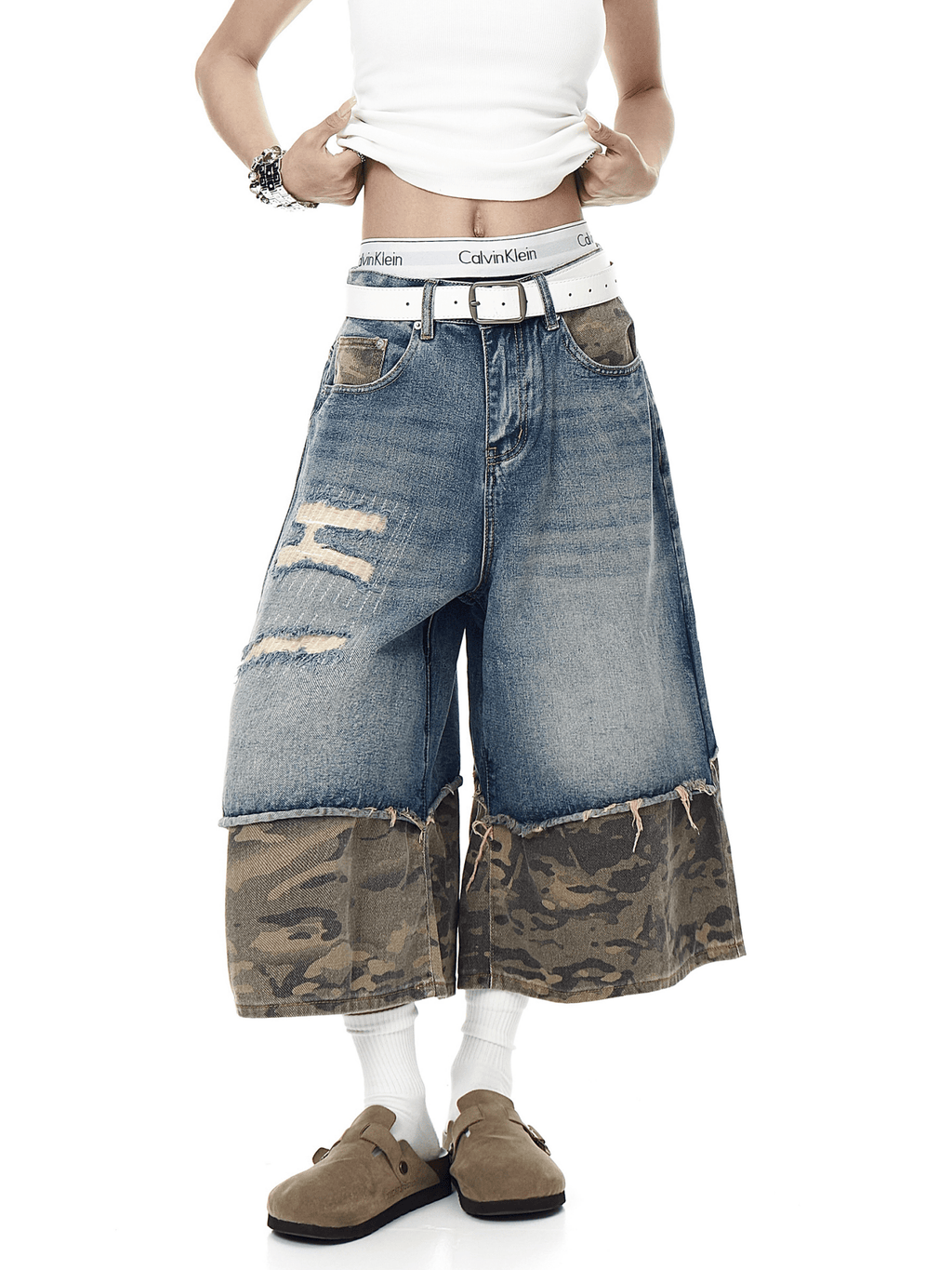 Vintage Patchwork Camo Denim Shorts - COPPING THREADS - CT Select