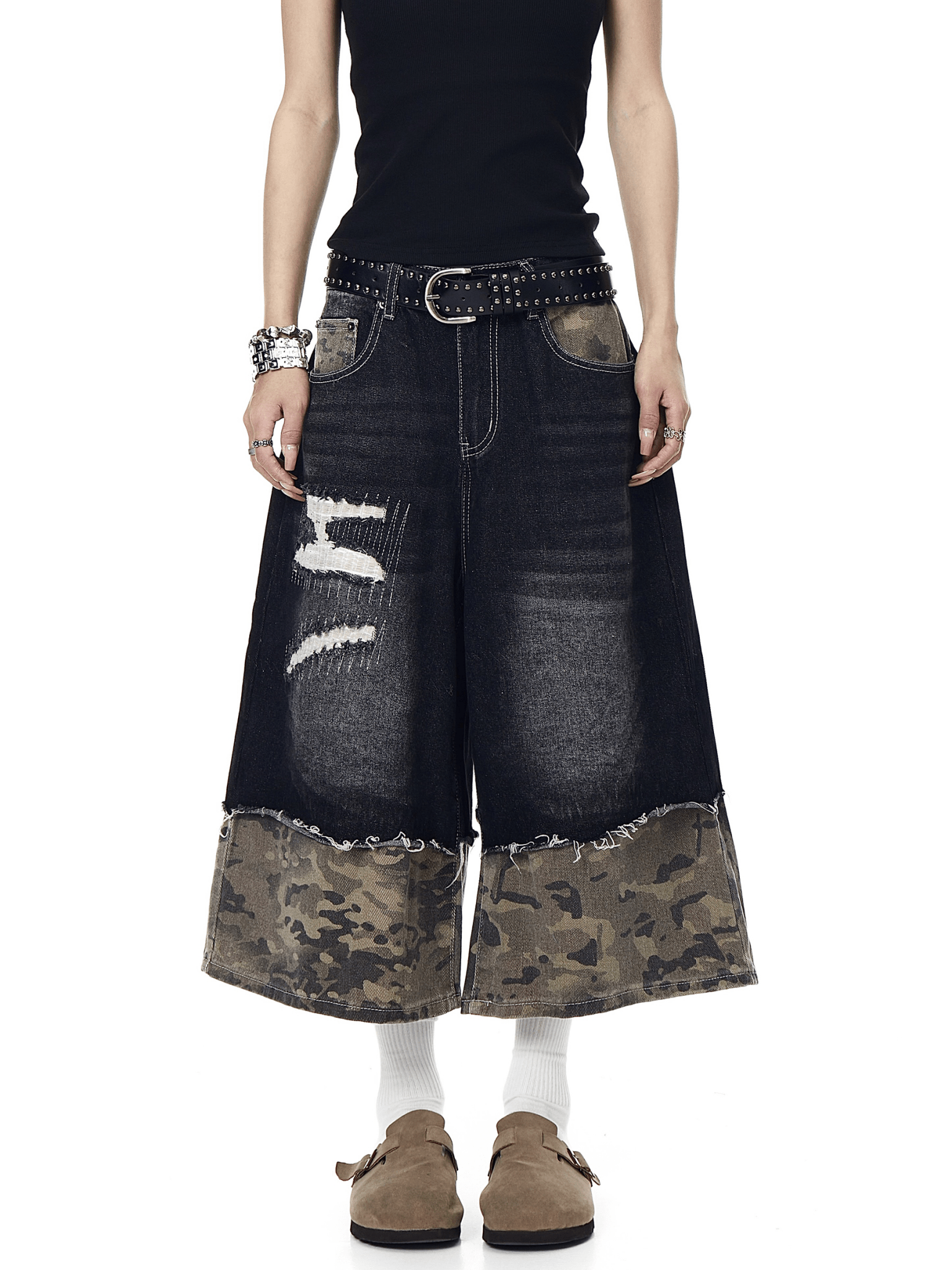 Vintage Patchwork Camo Denim Shorts - COPPING THREADS - CT Select Main image