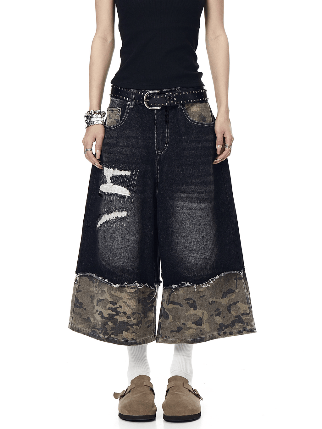 Vintage Patchwork Camo Denim Shorts - COPPING THREADS - CT Select