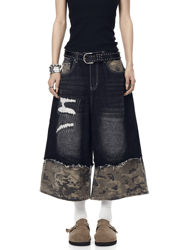 Vintage Patchwork Camo Denim Shorts - COPPING THREADS - CT Select