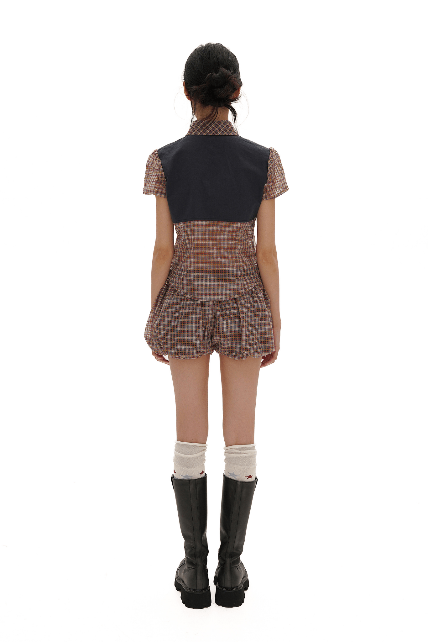 Vintage Patchwork Plaid Colorblock Short Sleeve Shirt - COPPING THREADS - MOROMORO