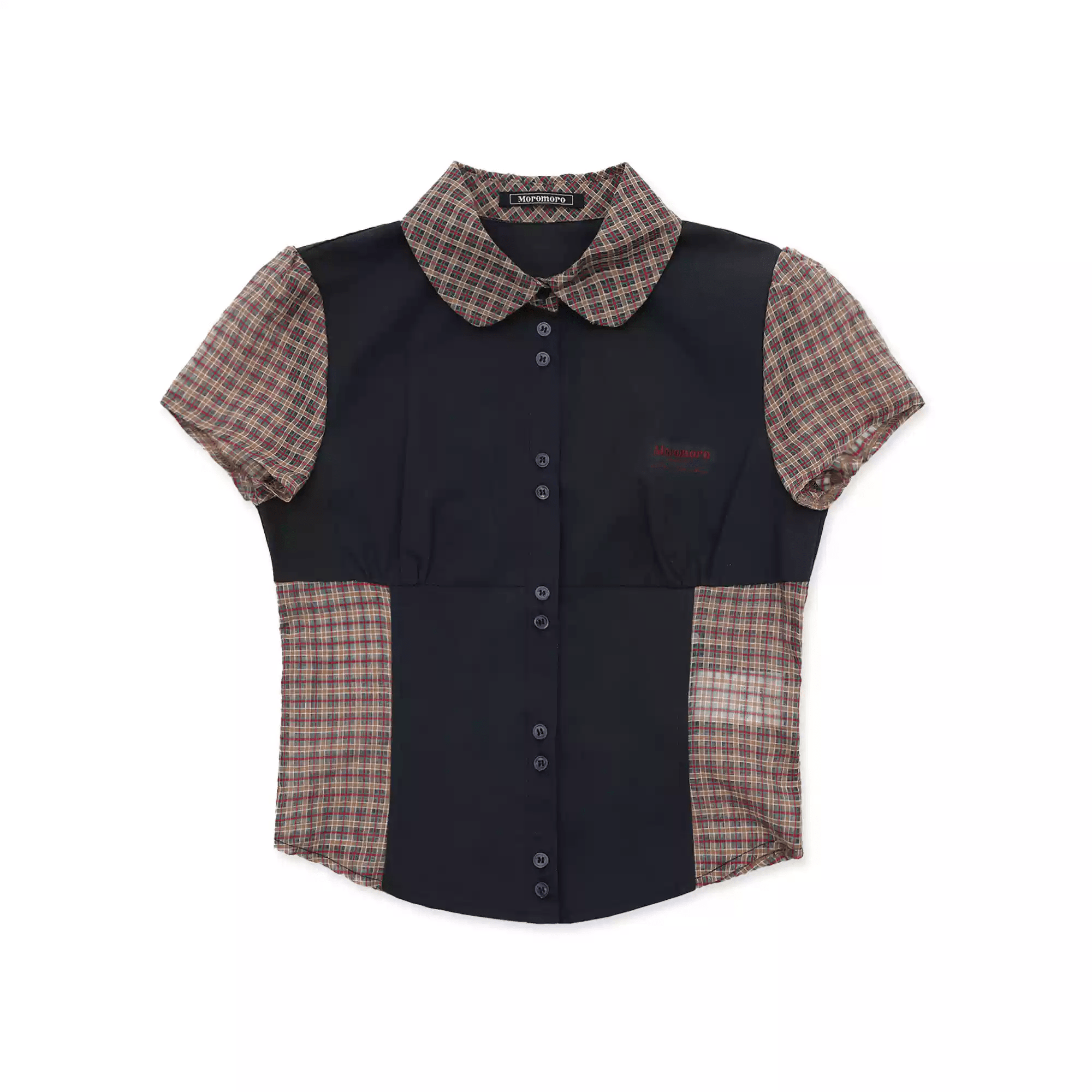 Vintage Patchwork Plaid Colorblock Short Sleeve Shirt - COPPING THREADS - MOROMORO