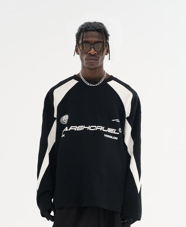 Vintage Patchwork Round Neck Long Sleeve Tee - COPPING THREADS - Harsh and Cruel