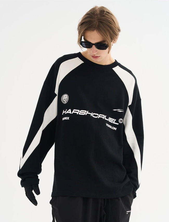 Vintage Patchwork Round Neck Long Sleeve Tee Main Image