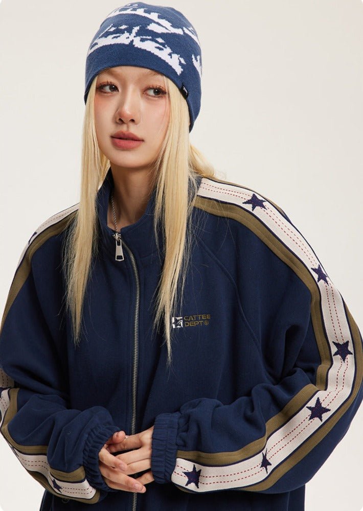 Vintage Patchwork Zipper Band Jacket - COPPING THREADS - CATTEE