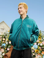 Vintage Pearl Embroidered Velvet Quilted Bomber Jacket - COPPING THREADS - Harsh and Cruel