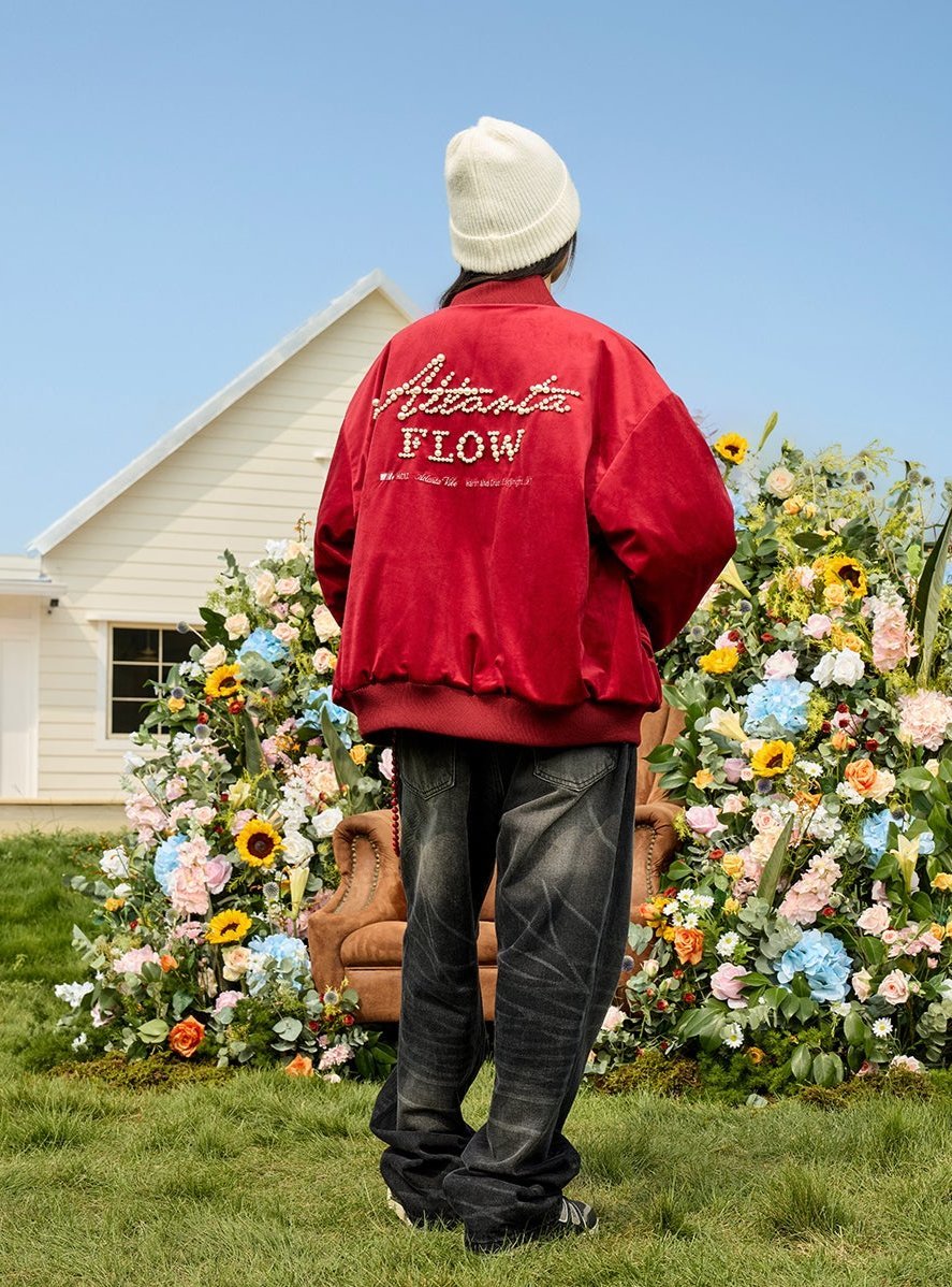 Vintage Pearl Embroidered Velvet Quilted Bomber Jacket - COPPING THREADS - Harsh and Cruel