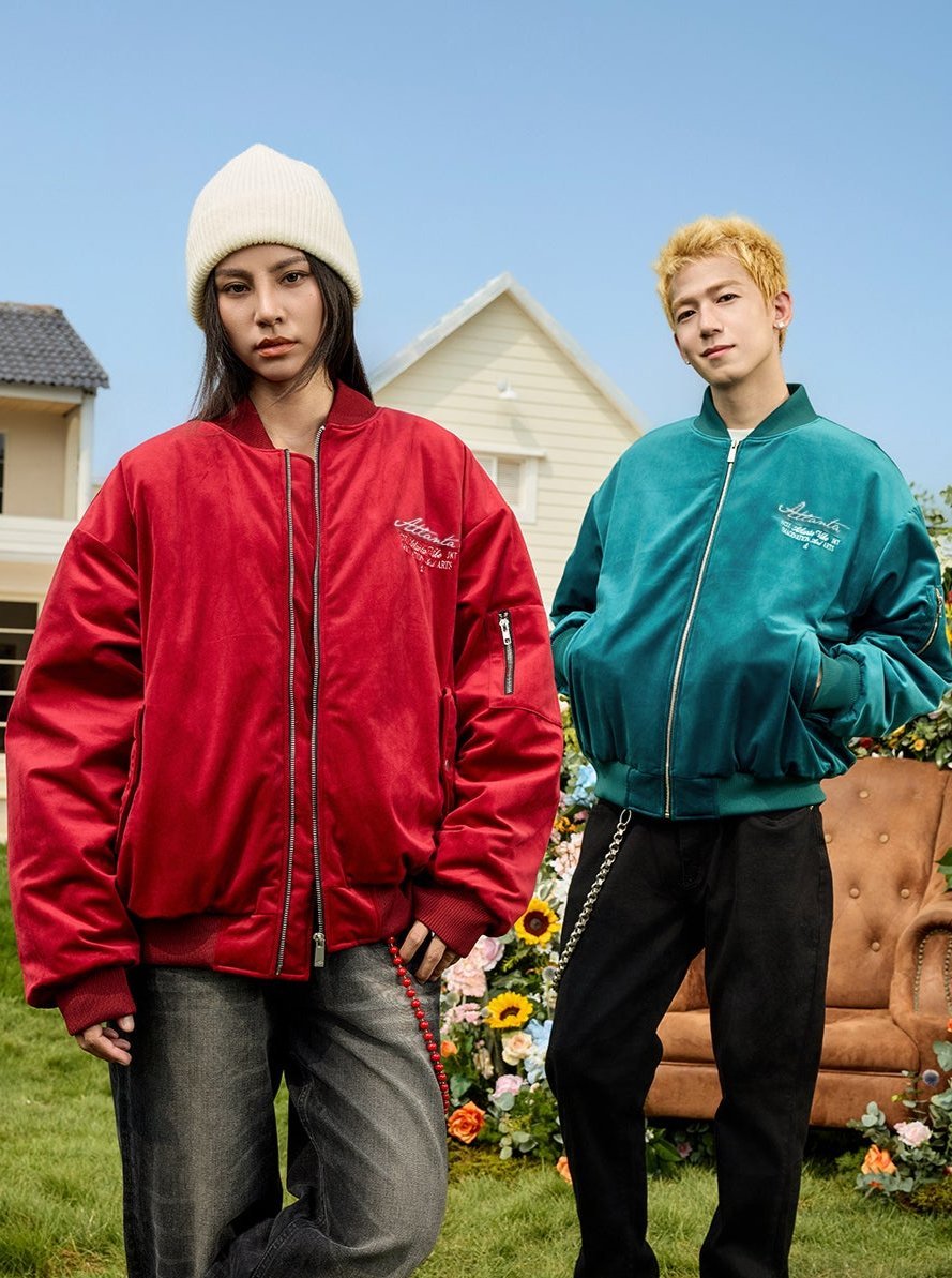 Vintage Pearl Embroidered Velvet Quilted Bomber Jacket - COPPING THREADS - Harsh and Cruel