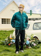 Vintage Pearl Embroidered Velvet Quilted Bomber Jacket - COPPING THREADS - Harsh and Cruel