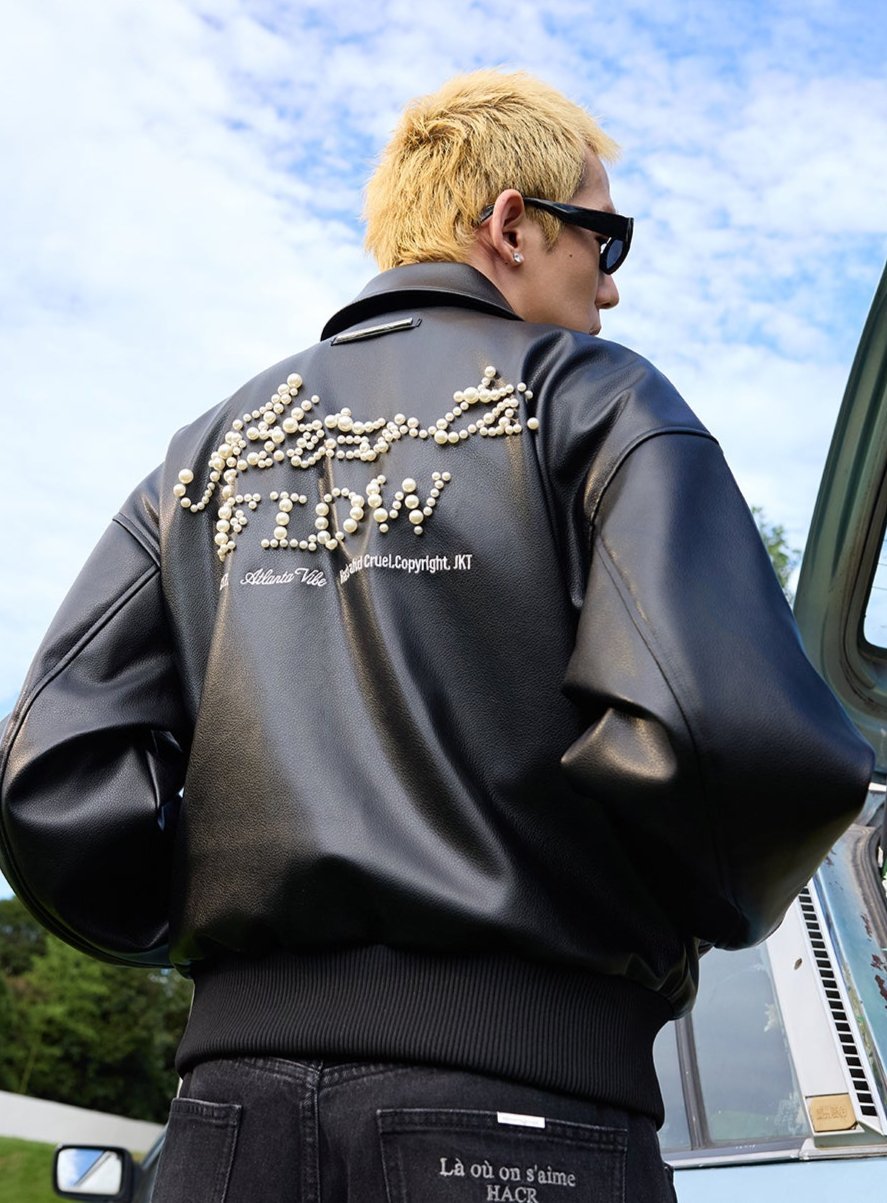 Vintage Pearl Embroidery Leather Jacket - COPPING THREADS - Harsh and Cruel