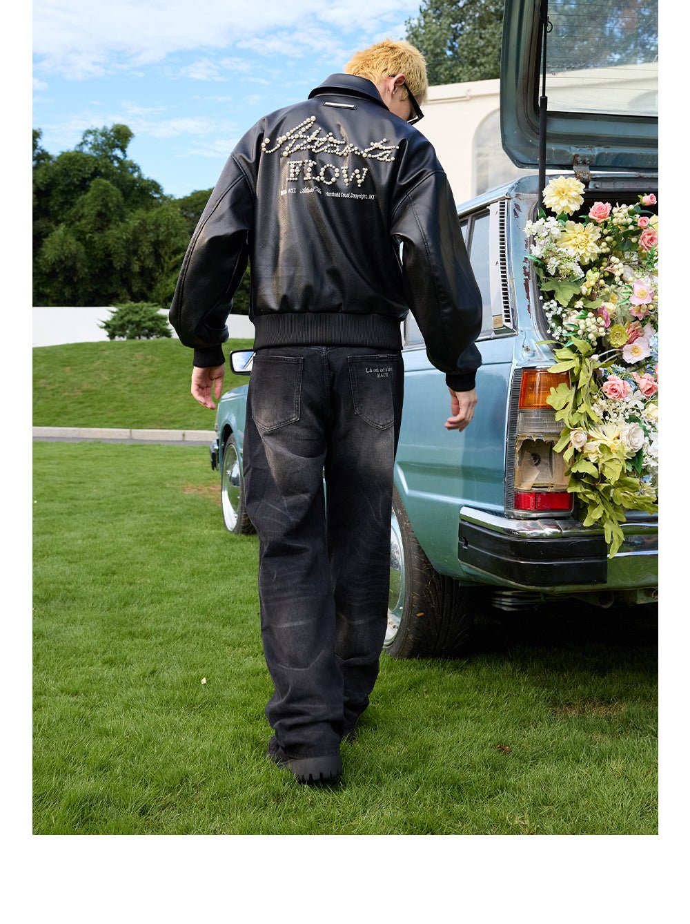 Vintage Pearl Embroidery Leather Jacket - COPPING THREADS - Harsh and Cruel