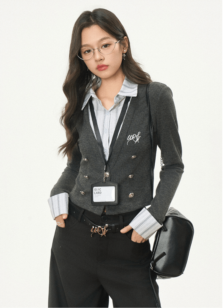 Vintage Plaid Contrast Knit Layered - Look Shirt - COPPING THREADS - WES1