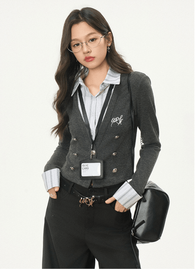 Vintage Plaid Contrast Knit Layered - Look Shirt - COPPING THREADS - WES1 Hover Image