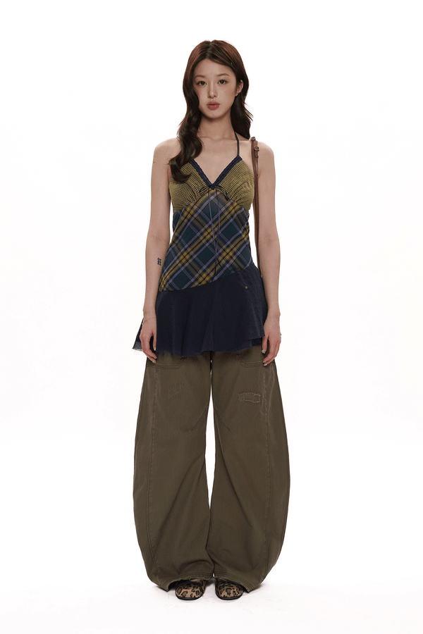 Vintage Plaid Cotton Layered Slip Dress - COPPING THREADS - MOROMORO