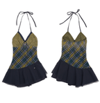 Vintage Plaid Cotton Layered Slip Dress - COPPING THREADS - MOROMORO