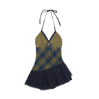 Vintage Plaid Cotton Layered Slip Dress - COPPING THREADS - MOROMORO
