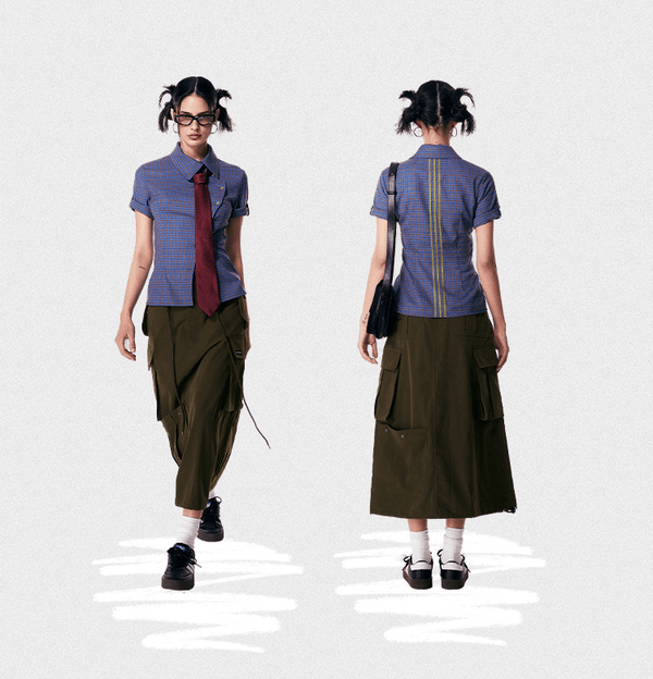 Vintage Plaid Fitted Short Sleeve Shirt - COPPING THREADS - Jikoo