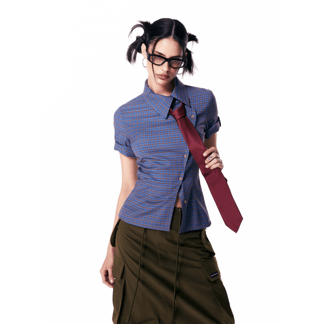 Vintage Plaid Fitted Short Sleeve Shirt - COPPING THREADS - Jikoo Hover Image