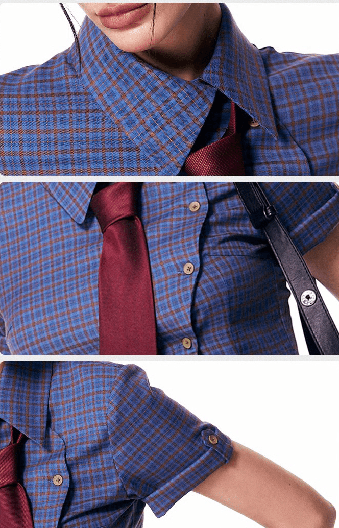 Vintage Plaid Fitted Short Sleeve Shirt - COPPING THREADS - Jikoo