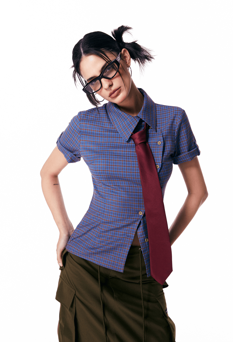 Vintage Plaid Fitted Short Sleeve Shirt - COPPING THREADS - Jikoo