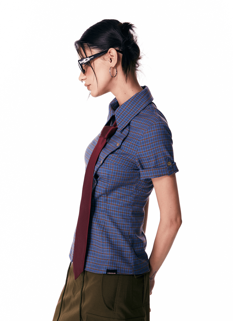 Vintage Plaid Fitted Short Sleeve Shirt - COPPING THREADS - Jikoo