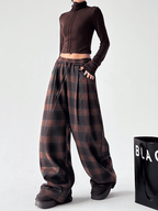 Vintage Plaid Fleece - Lined Wide - Leg Pants - COPPING THREADS - CT Select
