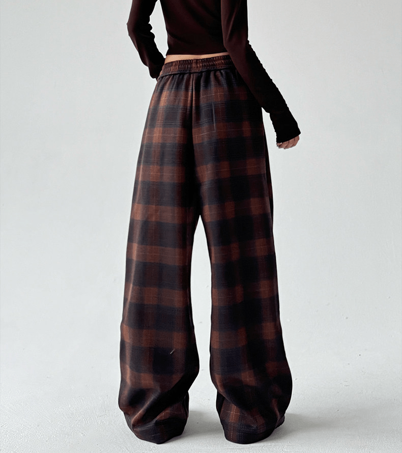 Vintage Plaid Fleece - Lined Wide - Leg Pants - COPPING THREADS - CT Select