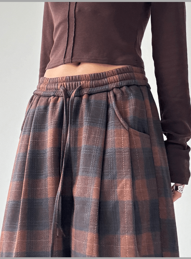 Vintage Plaid Fleece - Lined Wide - Leg Pants - COPPING THREADS - CT Select