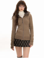 Vintage Plaid Patchwork Hooded Cardigan - COPPING THREADS - CHICISLAND