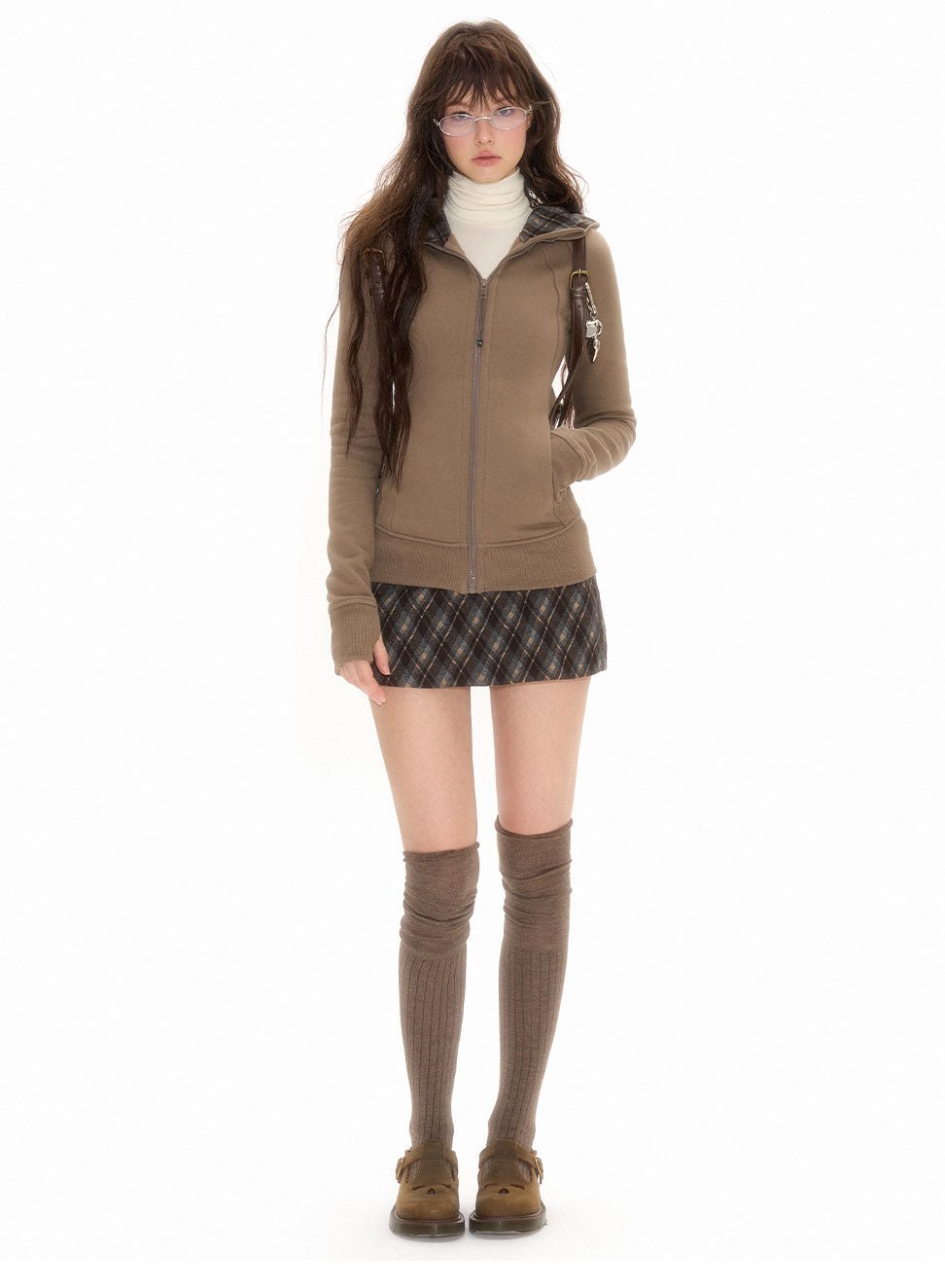 Vintage Plaid Patchwork Hooded Cardigan - COPPING THREADS - CHICISLAND