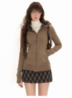 Vintage Plaid Patchwork Hooded Cardigan - COPPING THREADS - CHICISLAND