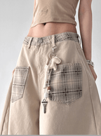 Vintage Plaid Patchwork Wide - Leg Jeans - CT7059 - COPPING THREADS - CT Select