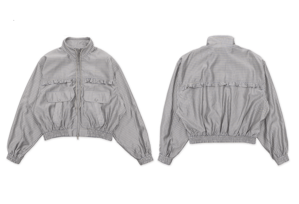 Vintage Plaid Ruffle Trim Drawstring Jacket - COPPING THREADS - MOROMORO