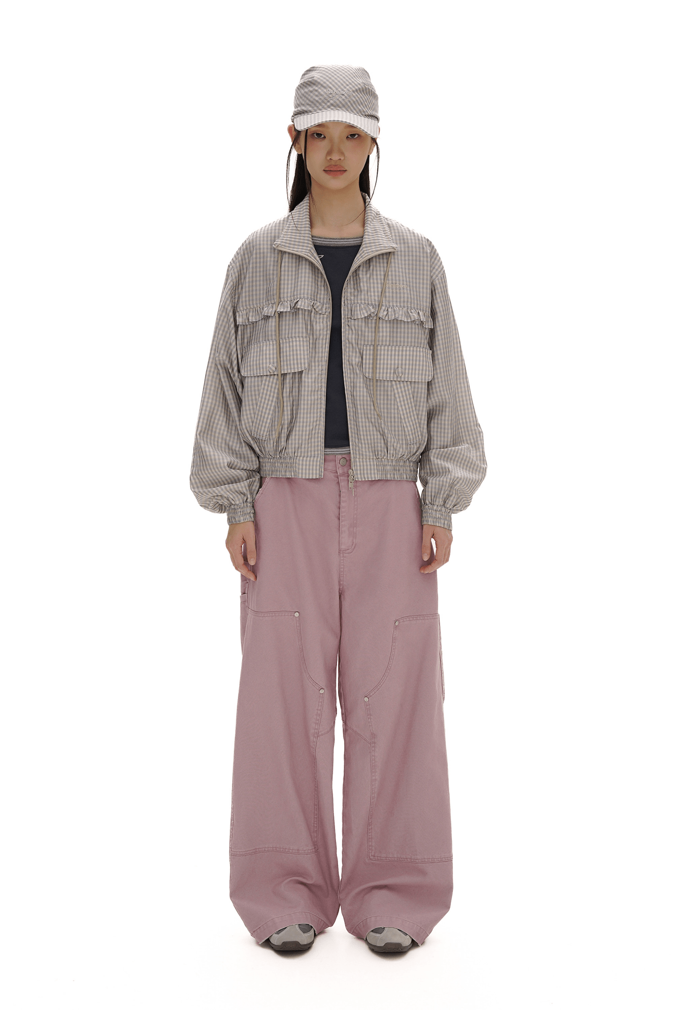 Vintage Plaid Ruffle Trim Drawstring Jacket - COPPING THREADS - MOROMORO