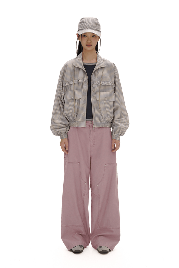 Vintage Plaid Ruffle Trim Drawstring Jacket - COPPING THREADS - MOROMORO