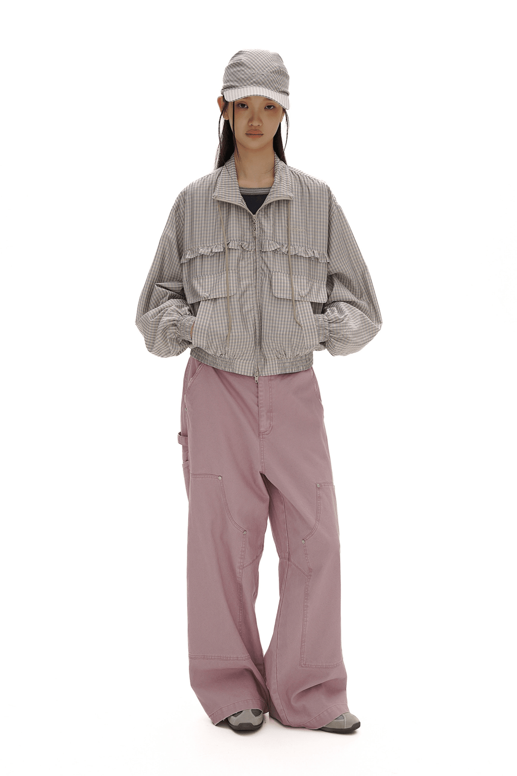 Vintage Plaid Ruffle Trim Drawstring Jacket - COPPING THREADS - MOROMORO